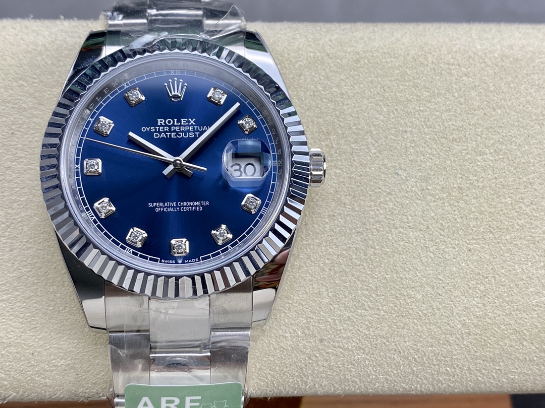 Rolex Datejust 126334 0015 Fluted Bezel Blue Diamond Dial 41MM Mens Replica Watch