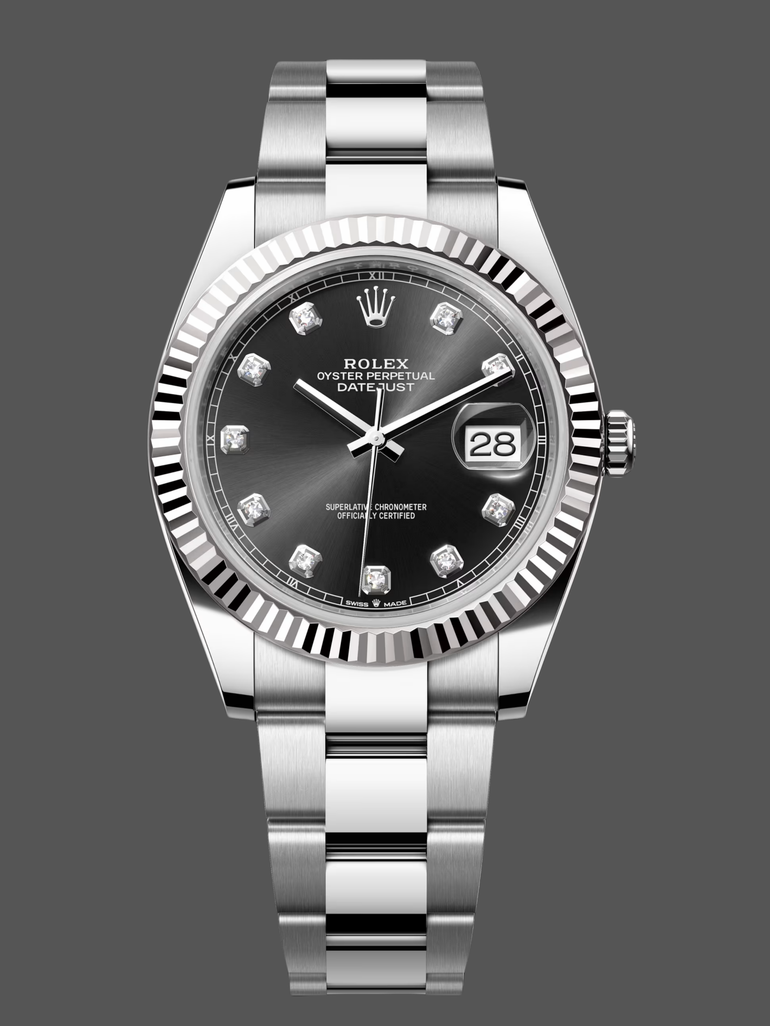 Rolex Datejust 41 Fluted Bezel Black Diamond Dial m126334 0011 Mens Replica Watch