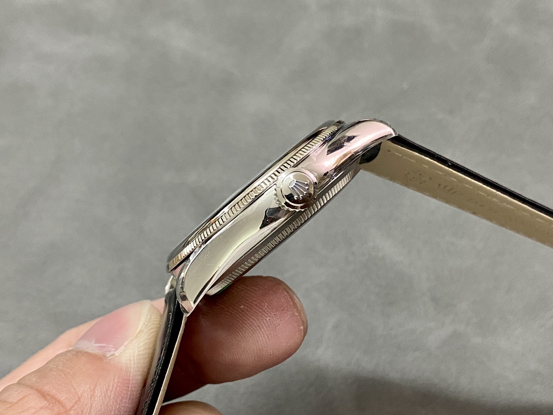 Rolex Cellini Time 50509 Black Leather Strap White Dial 39mm Mens Replica Watch