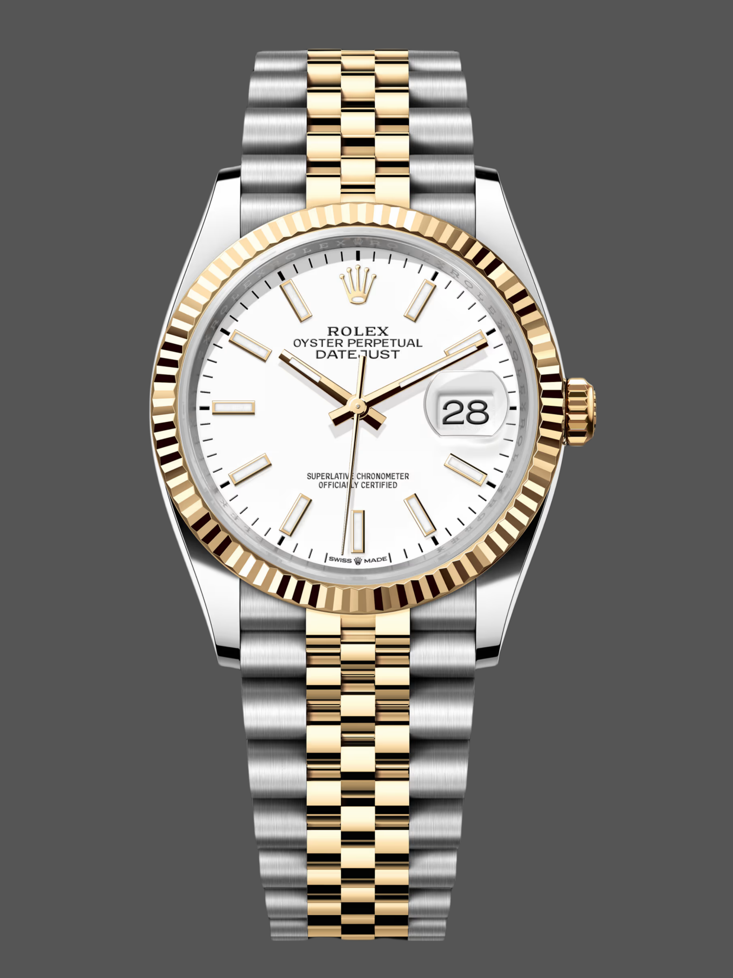 Rolex Datejust m126233 0019 White Index Dial Fluted Bezel 36MM Unisex Replica Watch