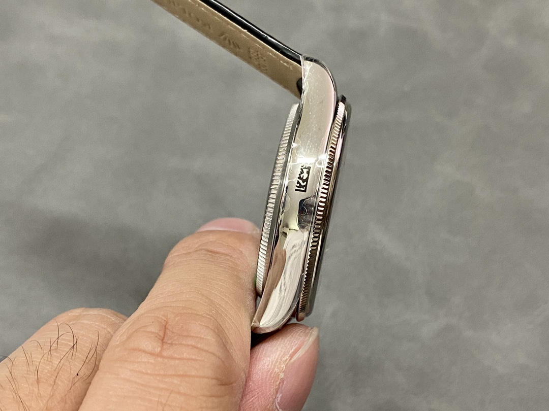 Rolex Cellini Time 50509 Black Leather Strap White Dial 39mm Mens Replica Watch