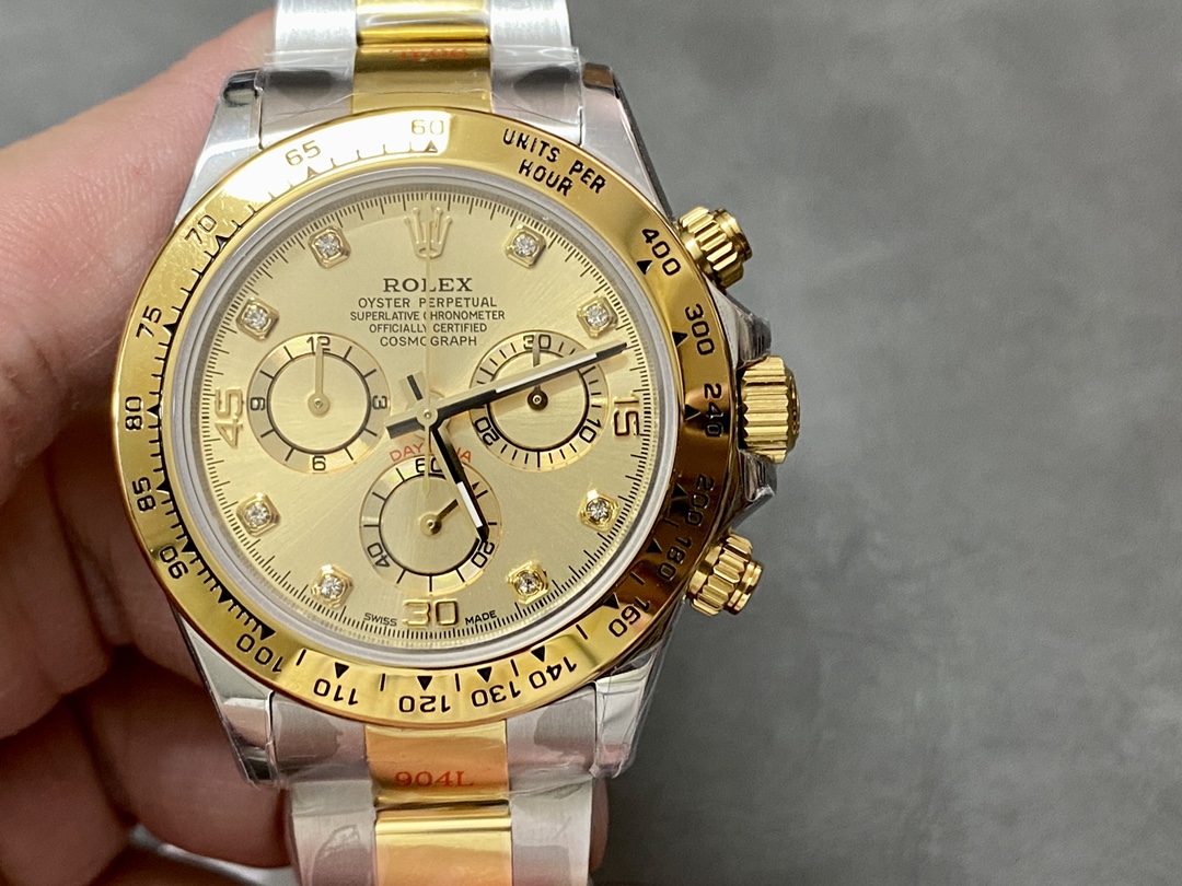 Rolex Cosmograph Daytona 116503 Yellow Gold Champagne Diamond Dial 40MM Mens Replica Watch