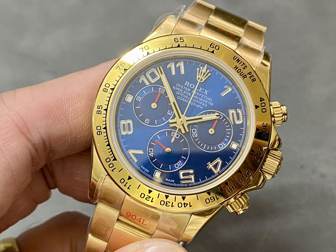 Rolex Daytona 116528 Yellow Gold Blue Racing Dial 40mm Mens Replica Watch
