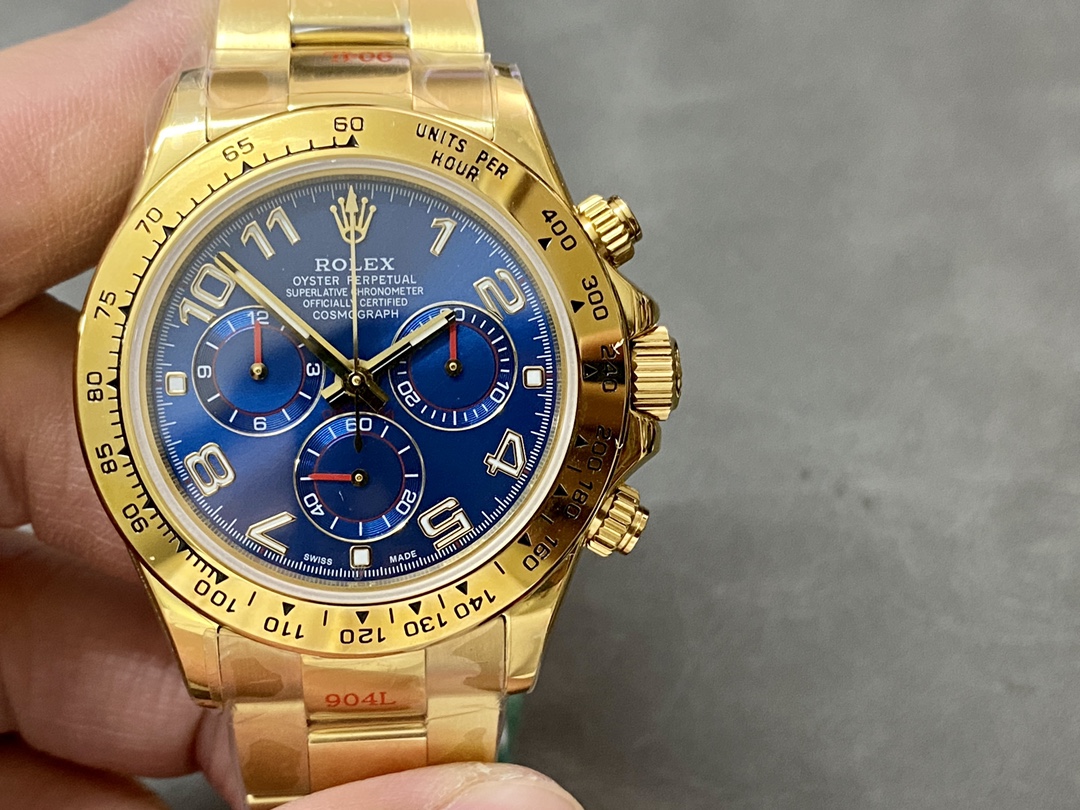 Rolex Daytona 116528 Yellow Gold Blue Racing Dial 40mm Mens Replica Watch