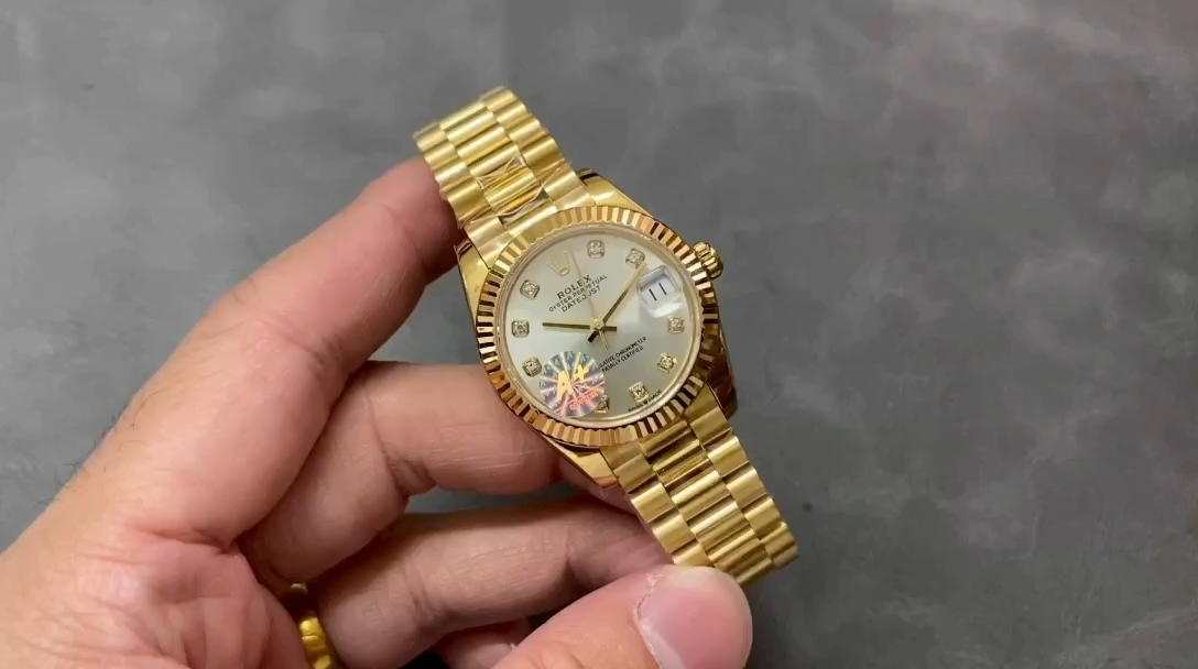 Rolex Datejust 31 Yellow Gold Silver Diamond Dial M278278 0034 Women's Watch