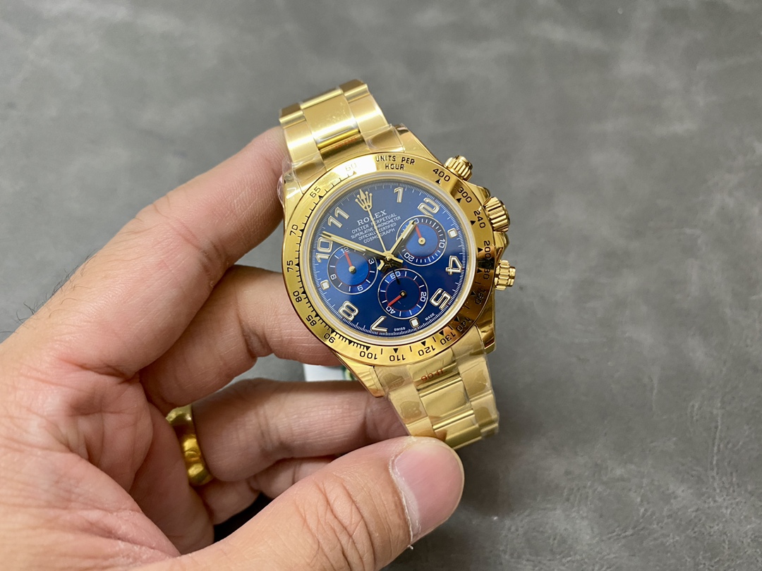 Rolex Daytona 116528 Yellow Gold Blue Racing Dial 40mm Mens Replica Watch
