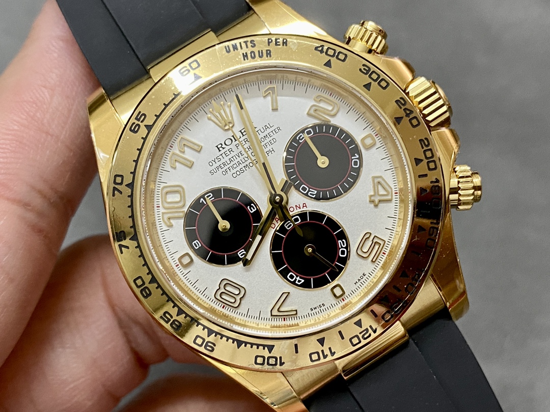 Rolex Daytona 116528 White Arabic Dial Yellow Gold 40mm Mens Replica Watch