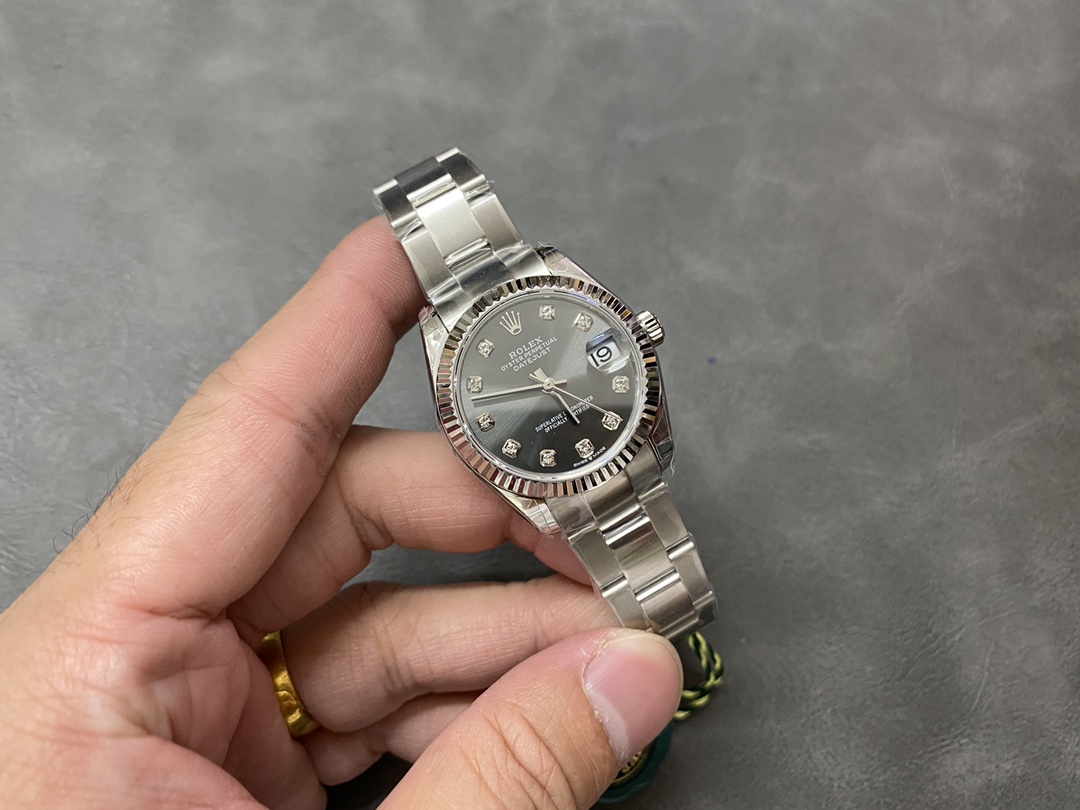 Rolex Datejust 31 Grey Diamond Dial Fluted Bezel 278274 Women's Watch