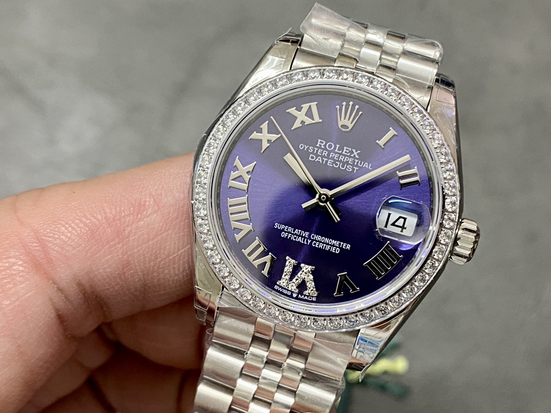 Rolex Datejust 31mm Stainless Steel 278384RBR 0030 Aubergine VI Jubilee Women's Watch