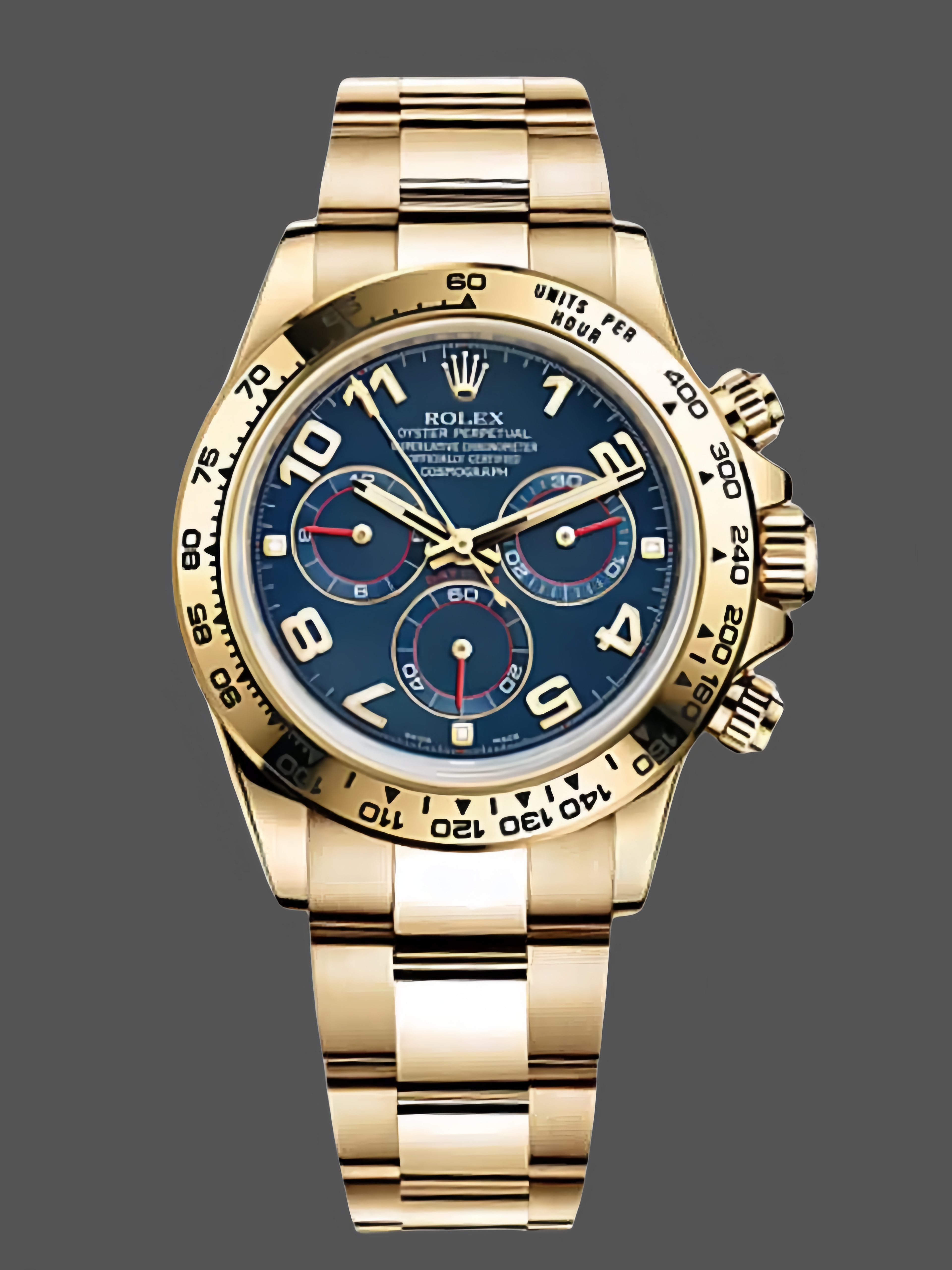 Rolex Daytona 116528 Yellow Gold Blue Racing Dial 40mm Mens Replica Watch