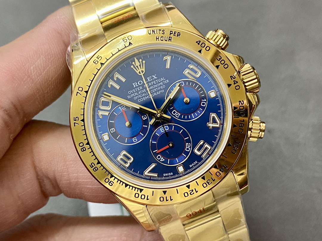 Rolex Daytona 116528 Yellow Gold Blue Racing Dial 40mm Mens Replica Watch