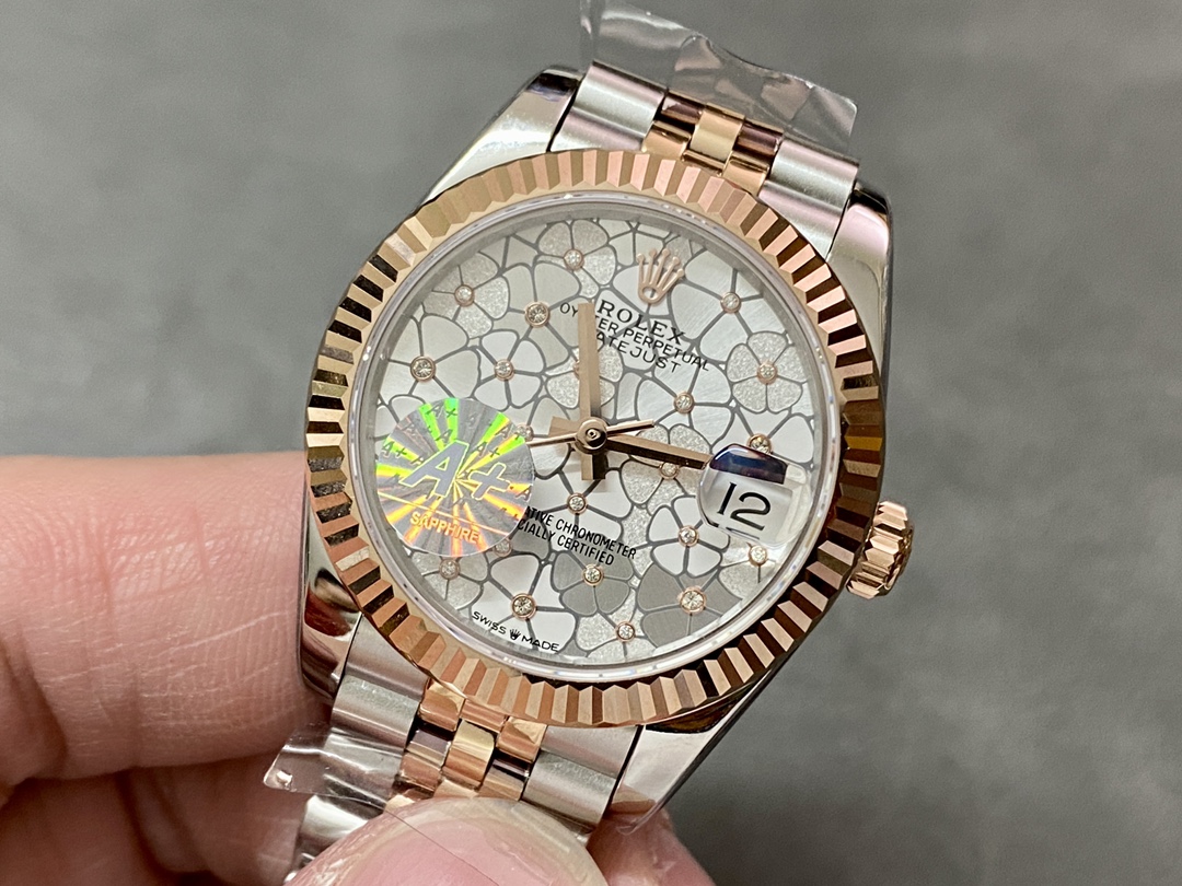 Rolex Datejust 31mm Rose Gold 278271 Silver Floral Jubilee Women's Watch