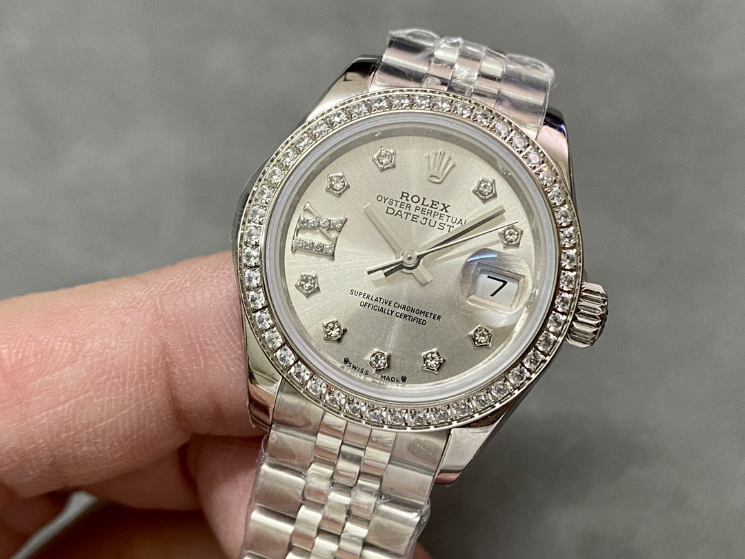 Rolex Datejust 28 Silver Dial Diamond Bezel m279384rbr 0021 Women's Watch