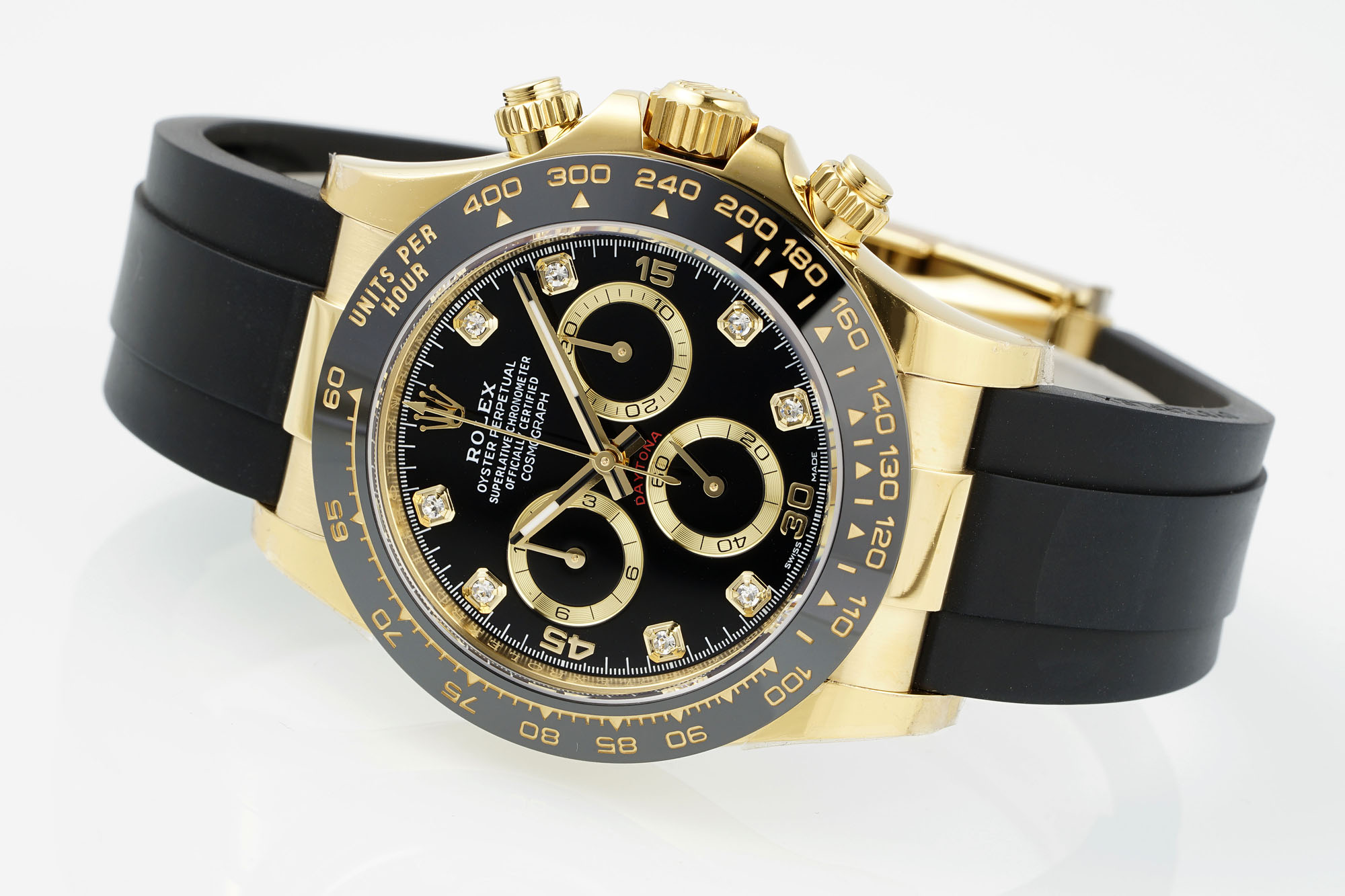Rolex Daytona 116518LN Yellow Gold Black Diamond Dial 40mm Mens Replica Watch