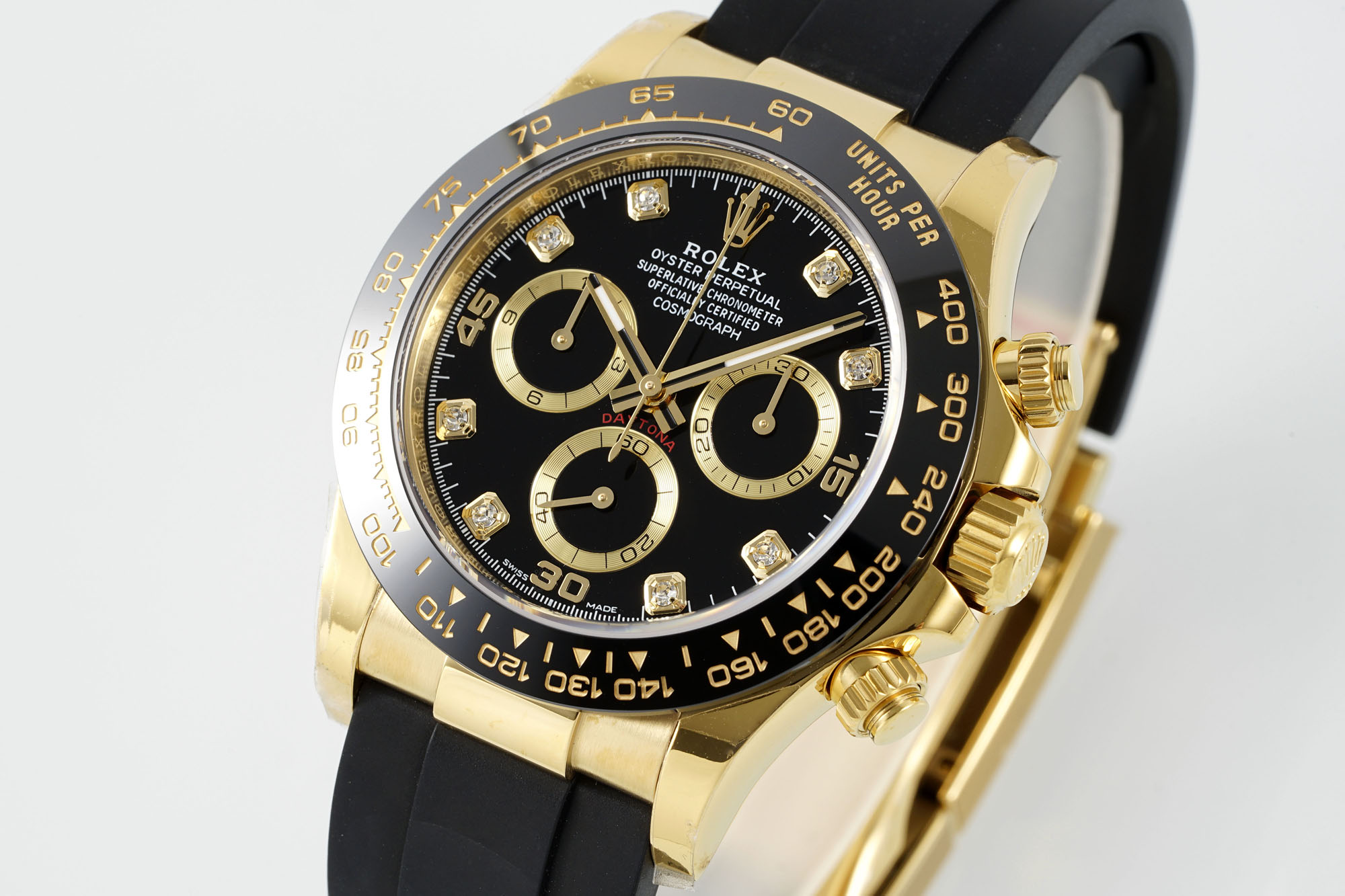 Rolex Daytona 116518LN Yellow Gold Black Diamond Dial 40mm Mens Replica Watch