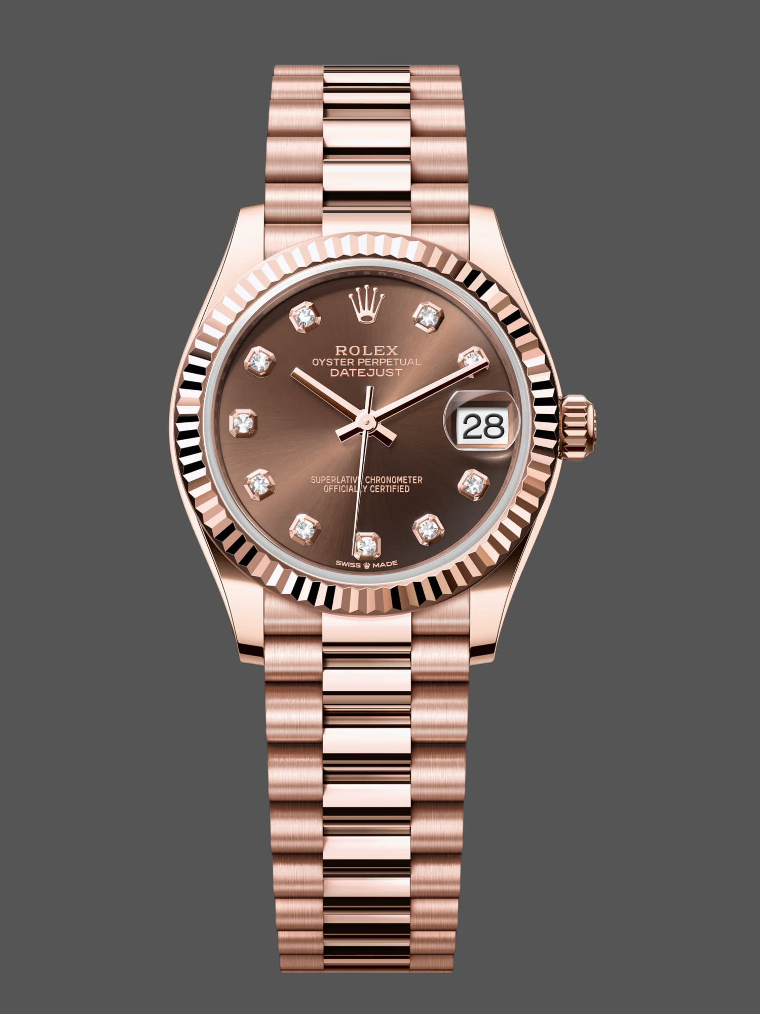 Rolex Datejust 31mm Chocolate Dial Diamond Markers m278275 0010 Women's Watch