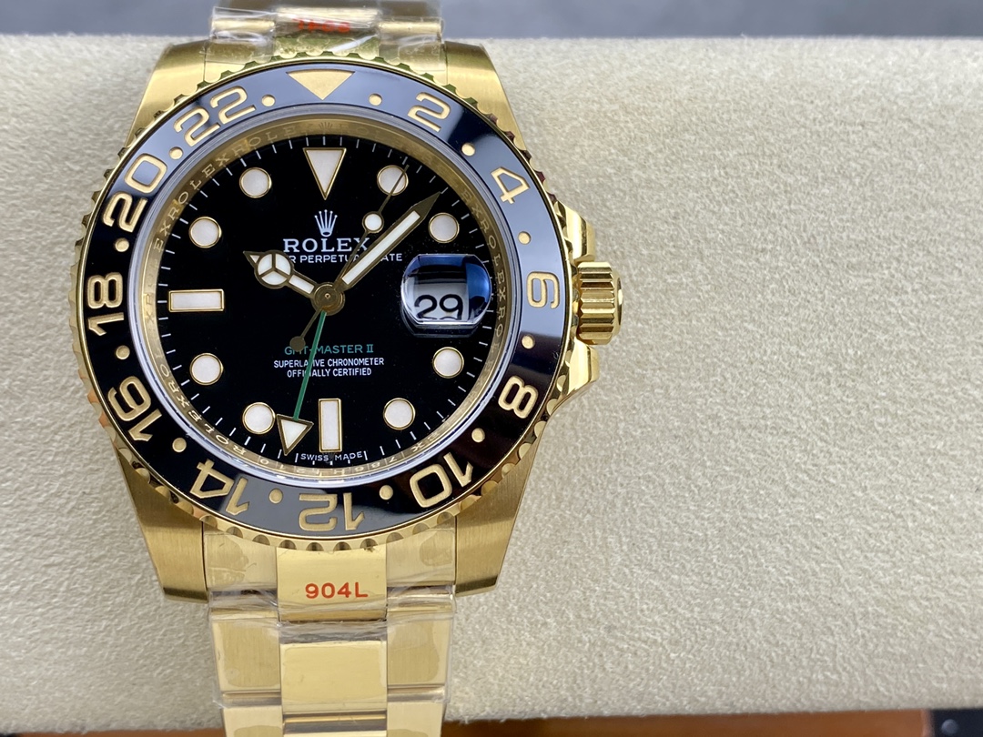 Rolex GMT Master II 40mm Black Dial 116718LN 18k Yellow Gold Men's Watch