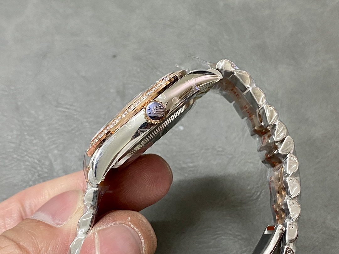 Rolex Datejust 36 Steel & Everose Gold Black Dial Diamond Bezel m126281rbr 0007