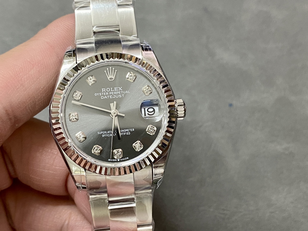 Rolex Datejust 31 Stainless Steel and White Gold Grey Dial M278274 Women's Watch