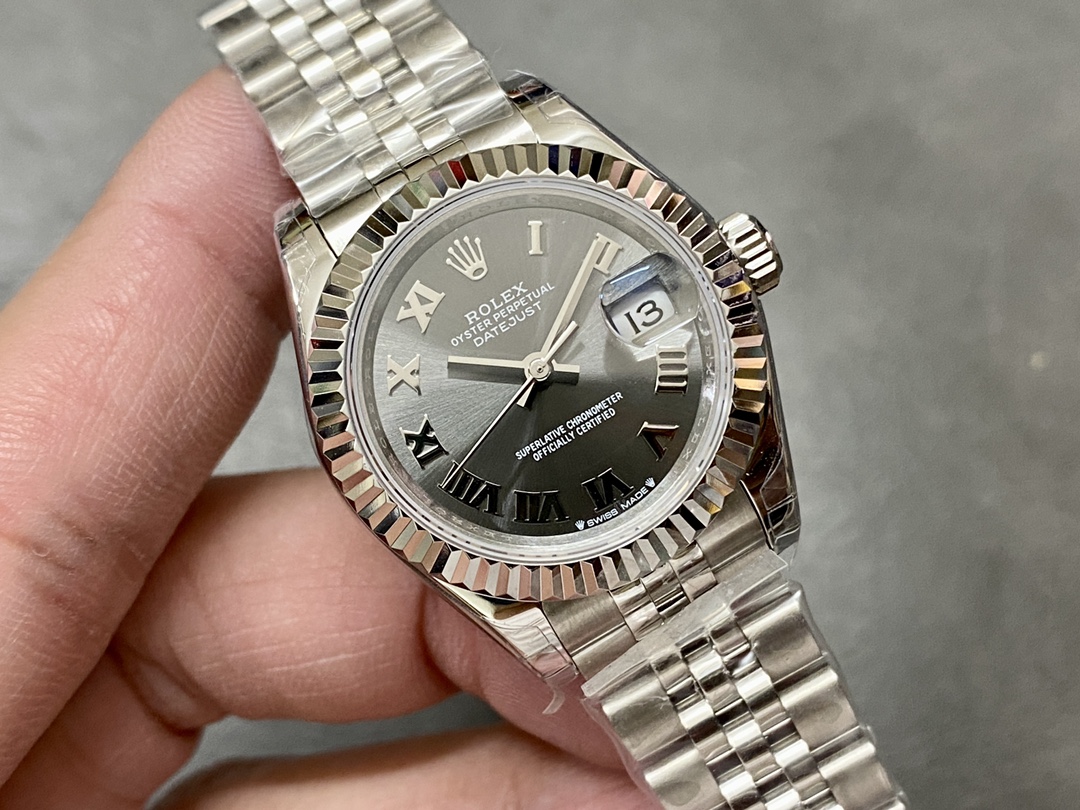 Rolex Datejust 279174 Stainless Steel Dark Grey Roman Dial 28mm Lady Replica Watch