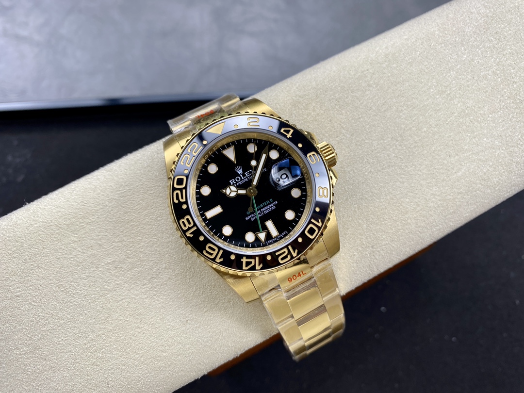 Rolex GMT Master II 40mm Black Dial 116718LN 18k Yellow Gold Men's Watch