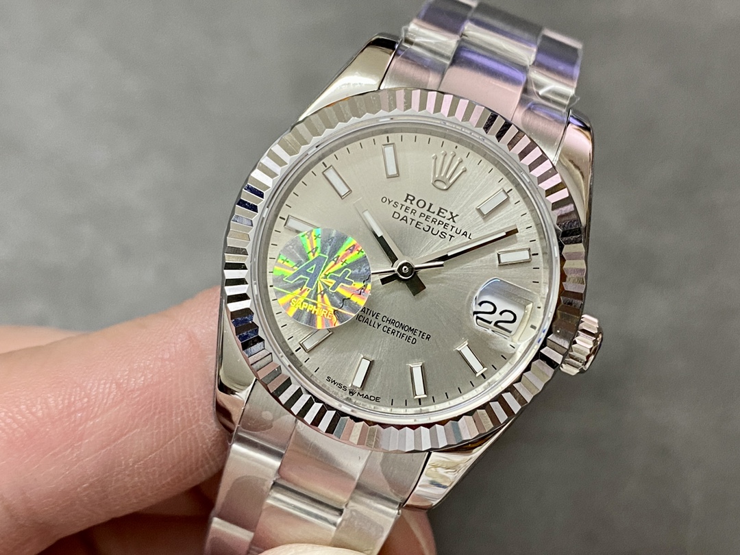 Rolex Datejust 31 Stainless Steel and White Gold Silver Dial M278274 0011 Women's Watch