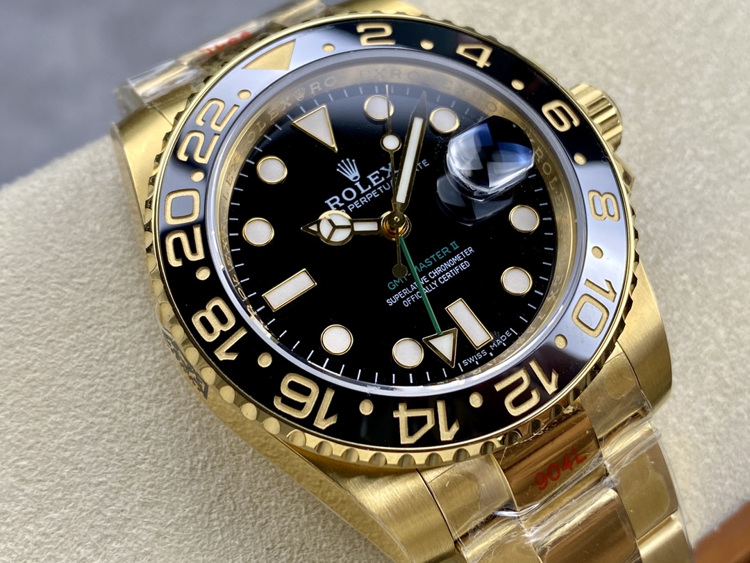Rolex GMT Master II 40mm Black Dial 116718LN 18k Yellow Gold Men's Watch