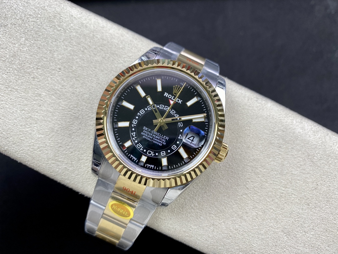 Rolex Sky Dweller 42 Yellow Rolesor Black Dial Oyster M336933 0003 Men's Watch