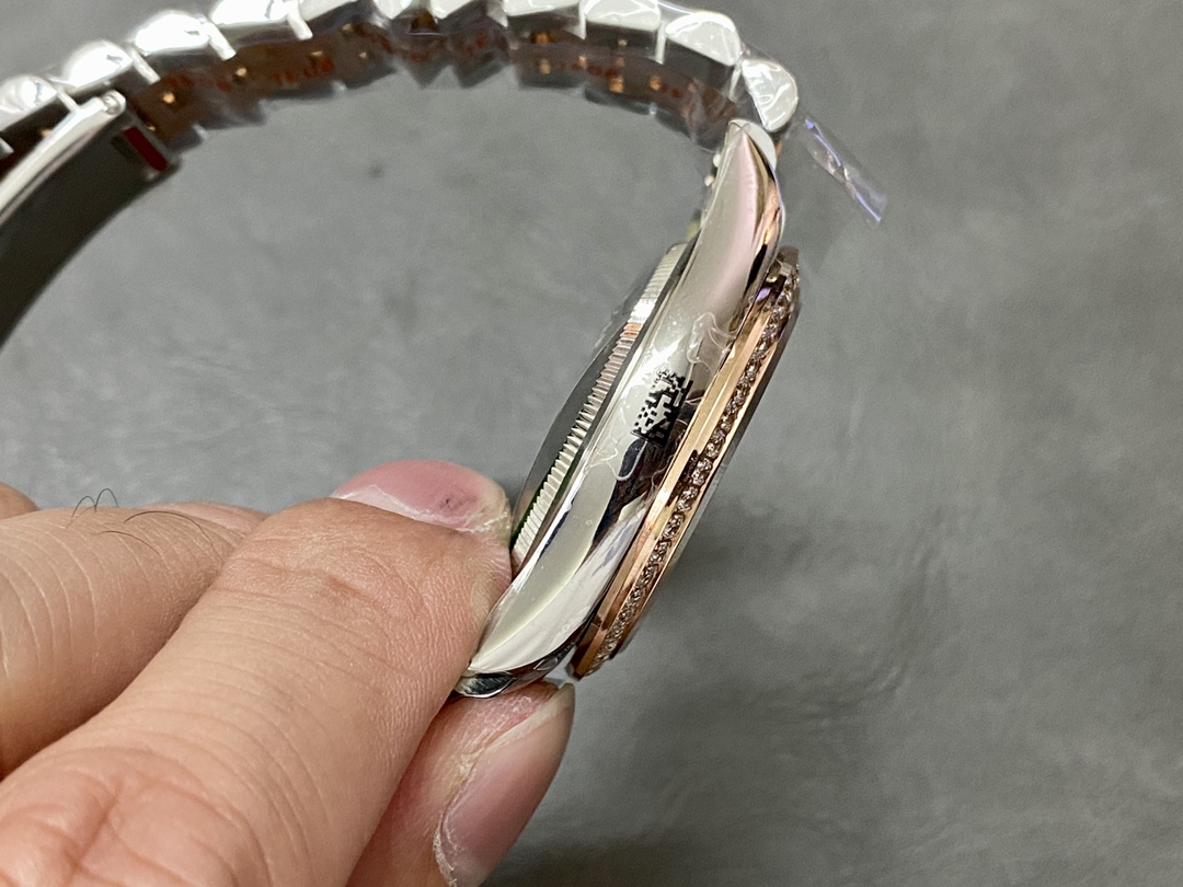 Rolex Datejust 36 Steel & Everose Gold Black Dial Diamond Bezel m126281rbr 0007