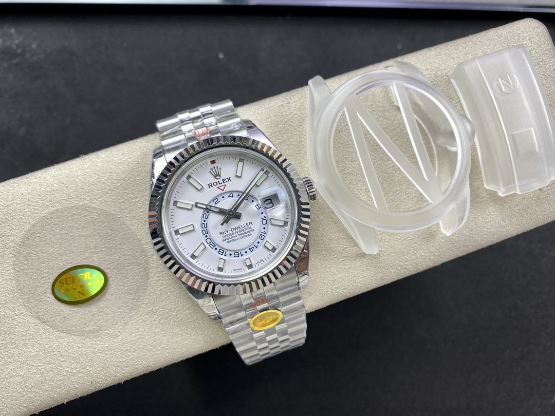 Rolex Sky Dweller 42 White Dial Fluted Bezel M336934 0004 Men's Watch