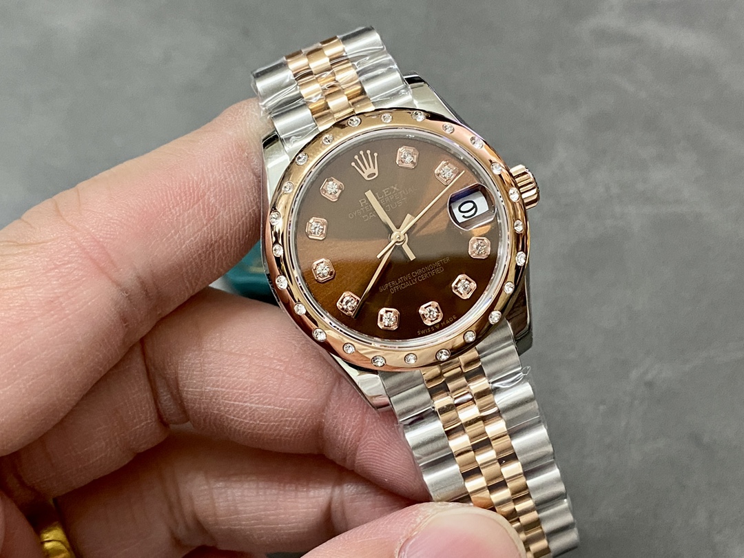 Rolex Datejust 31 Stainless Steel and Rose Gold Chocolate Diamond Dial m278341rbr 0028