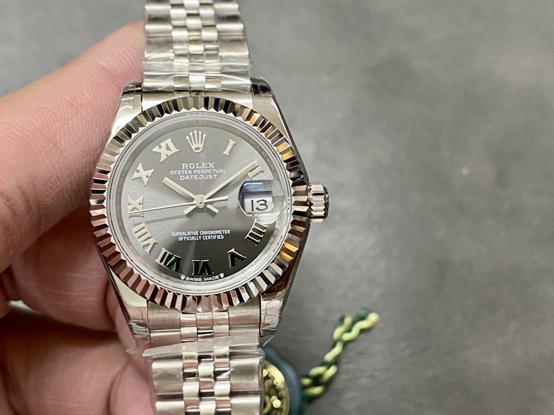 Rolex Datejust 279174 Stainless Steel Dark Grey Roman Dial 28mm Lady Replica Watch