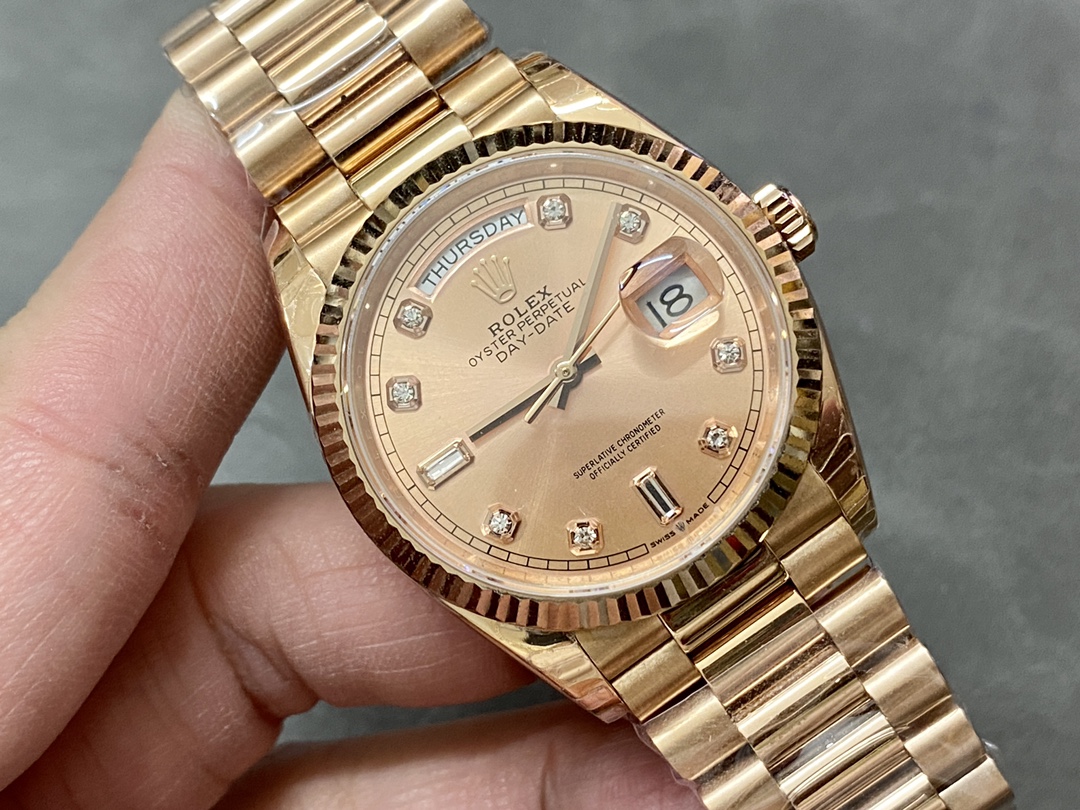 Rolex Day-Date m128235 0009 Everose Gold Pink Rose Dial 36MM Unisex Replica Watch