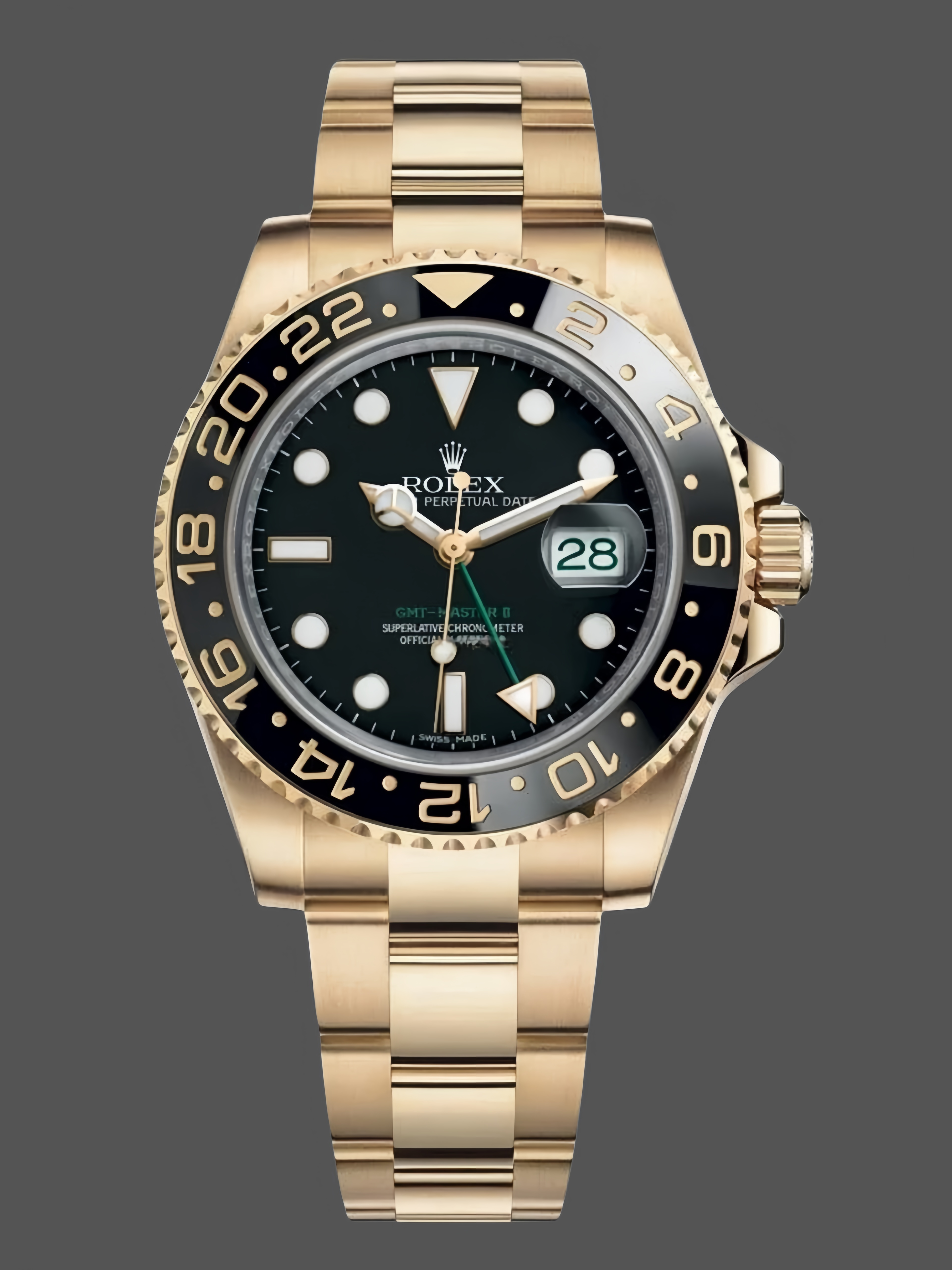 Rolex GMT Master II 40mm Black Dial 116718LN 18k Yellow Gold Men's Watch