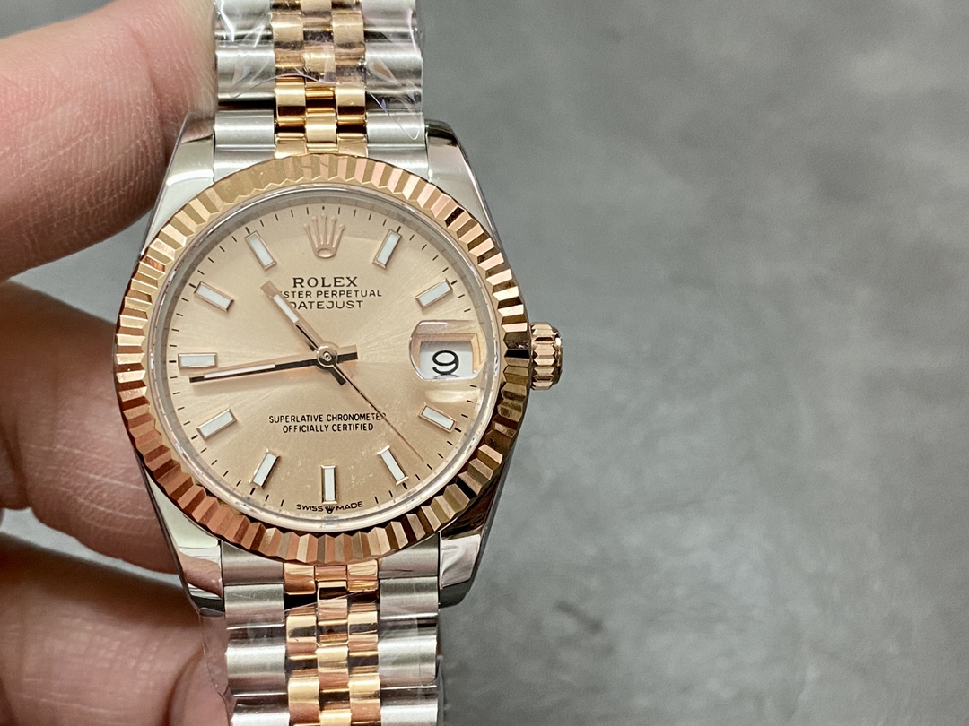 Rolex Datejust 31mm Stainless Steel and Rose Gold m278271 0010 Rose Index Jubilee ladies watch