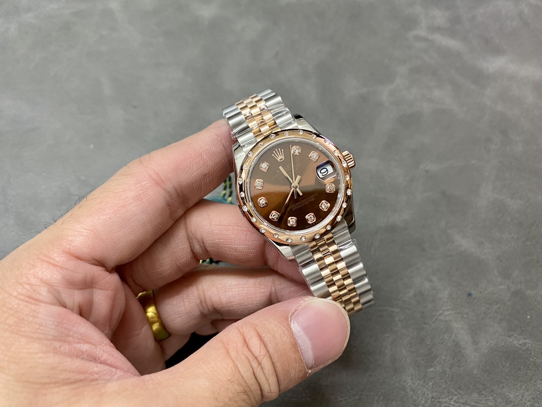 Rolex Datejust 31 Stainless Steel and Rose Gold Chocolate Diamond Dial m278341rbr 0028
