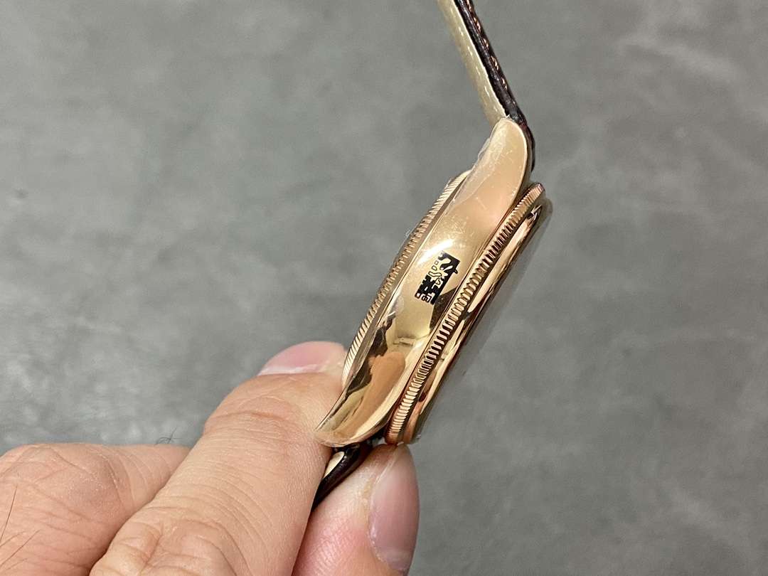 Rolex Cellini Dual Time 50525 Silver Dial Brown Leather Strap 39mm Mens Replica Watch