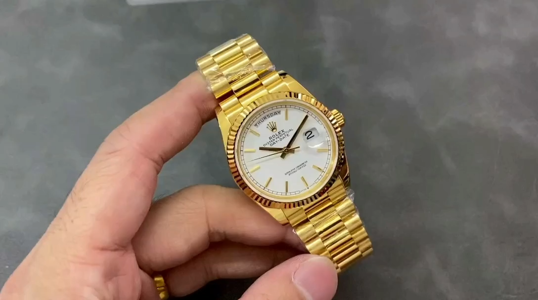 Rolex Day-Date 36MM 128238 0081 Fluted Bezel White Index Dial Unisex Replica Watch