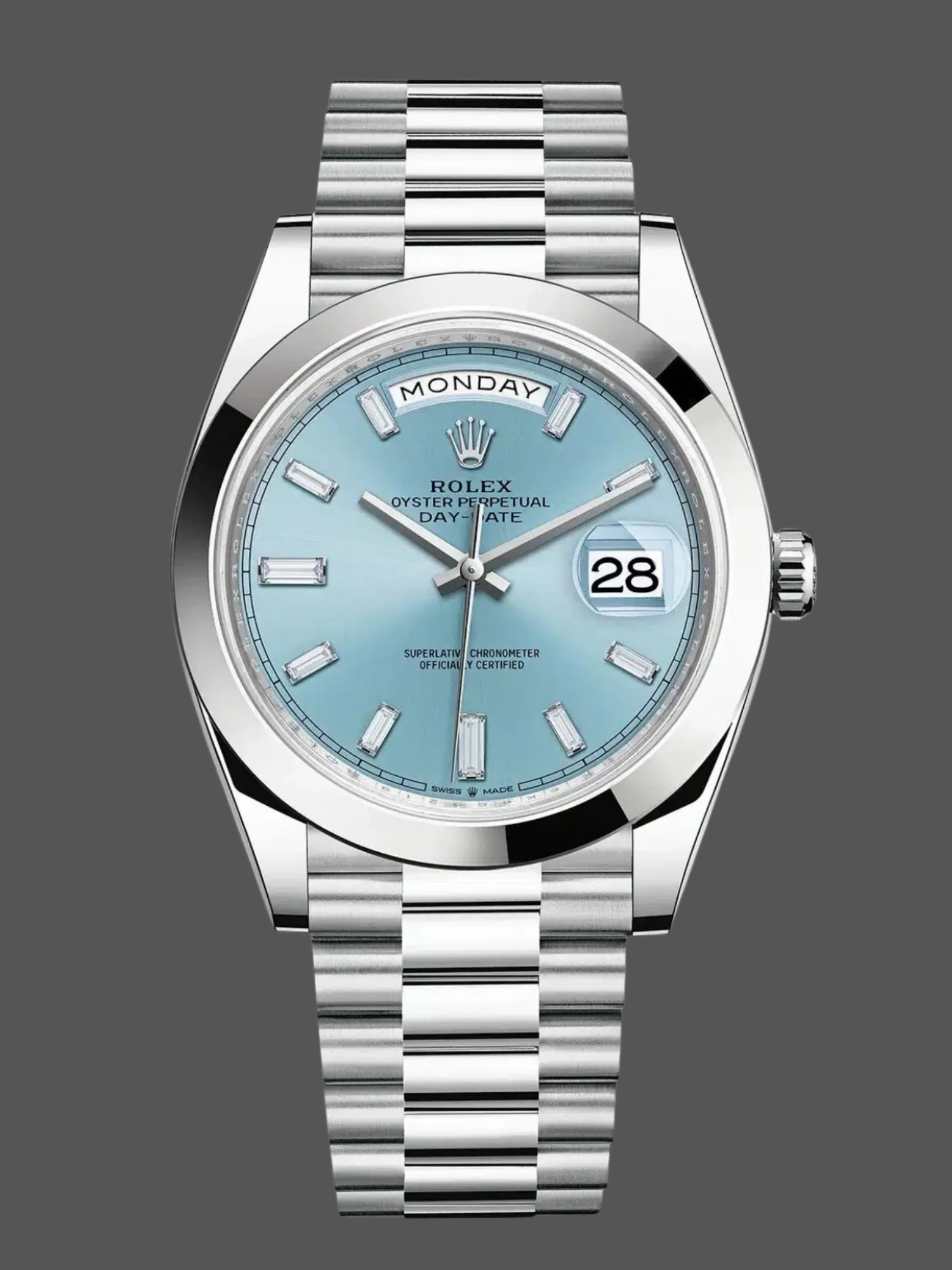 Rolex Day-Date 228206 Ice Blue Dial Platinum 40MM Mens Replica Watch