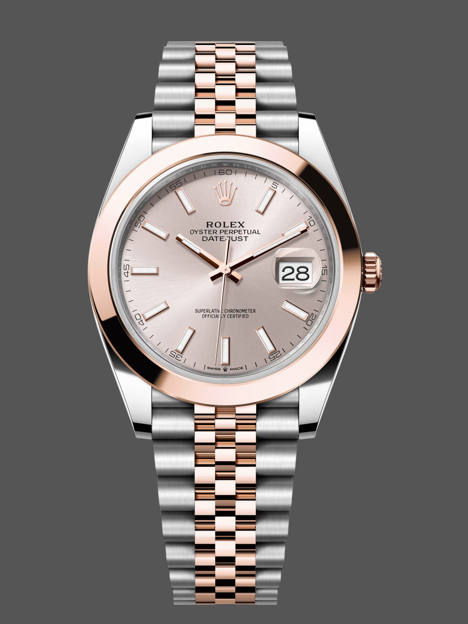 Rolex Datejust 41MM 126301 0010 Rose Gold Sundust Index Dial Mens Replica Watch