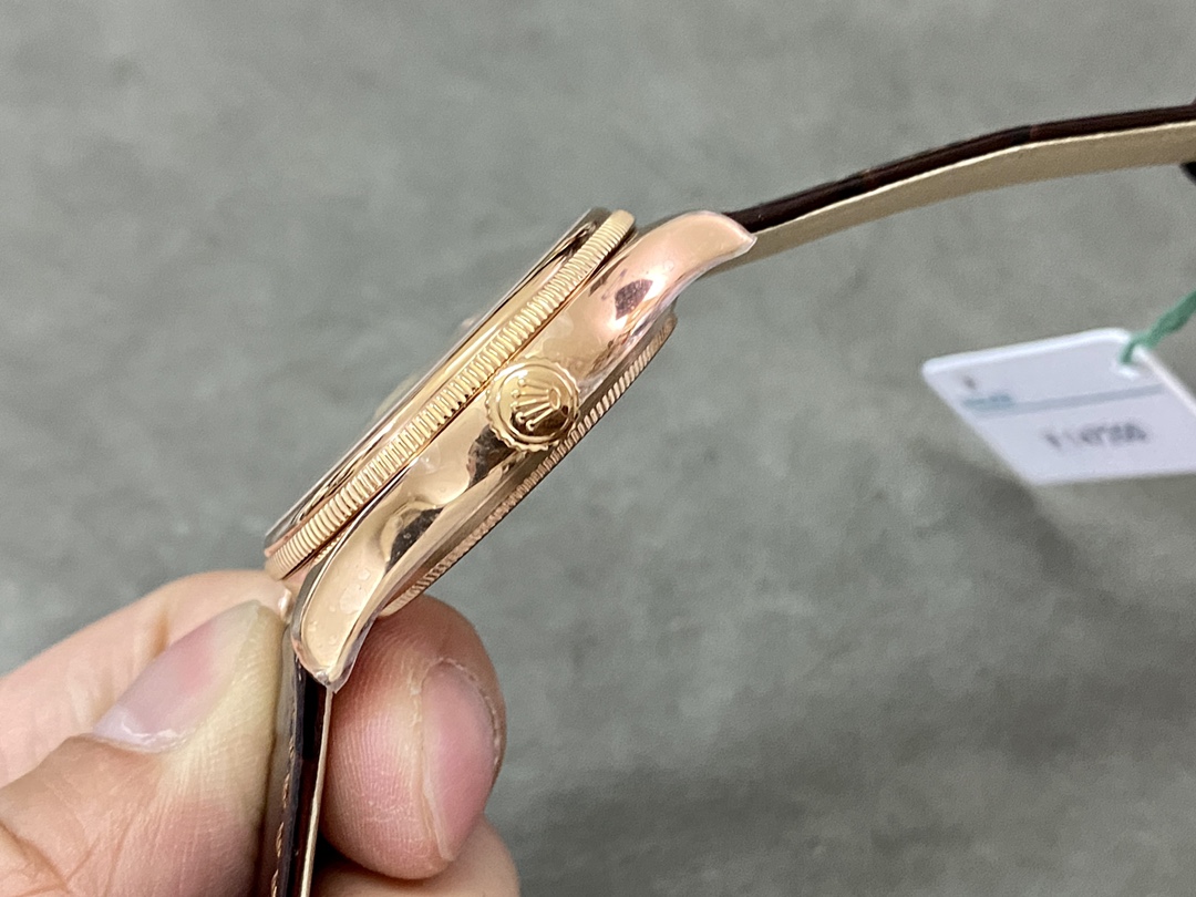 Rolex Cellini Date 50515 Brown Leather Black Index Dial 39mm Mens Replica Watch