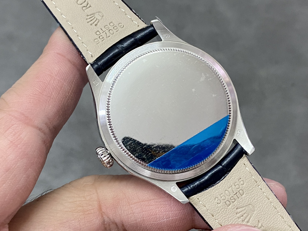 Rolex Cellini Date 50519 Blue Dial Blue Leather Strap 39MM Mens Replica Watch