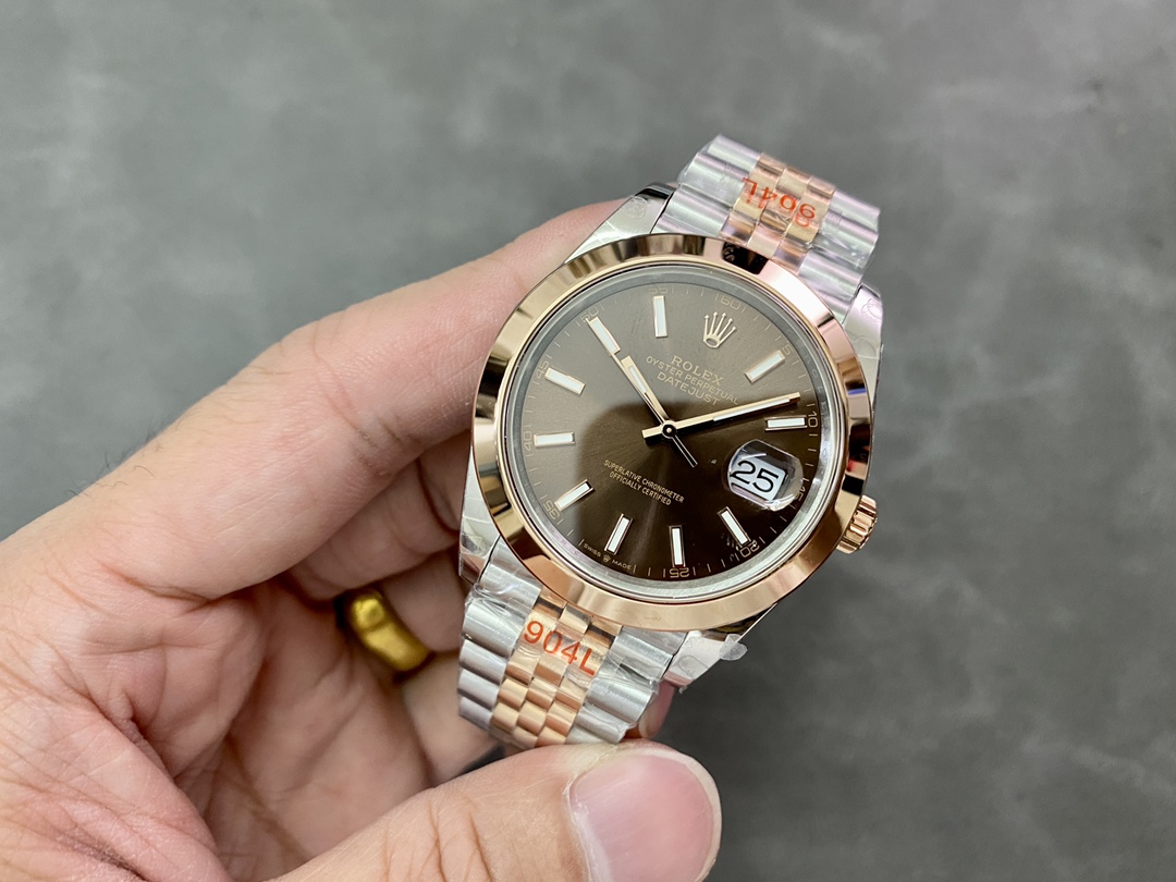 Rolex Datejust 126301 Rose Gold Chocolate Brown Index Dial 41MM Mens Replica Watch