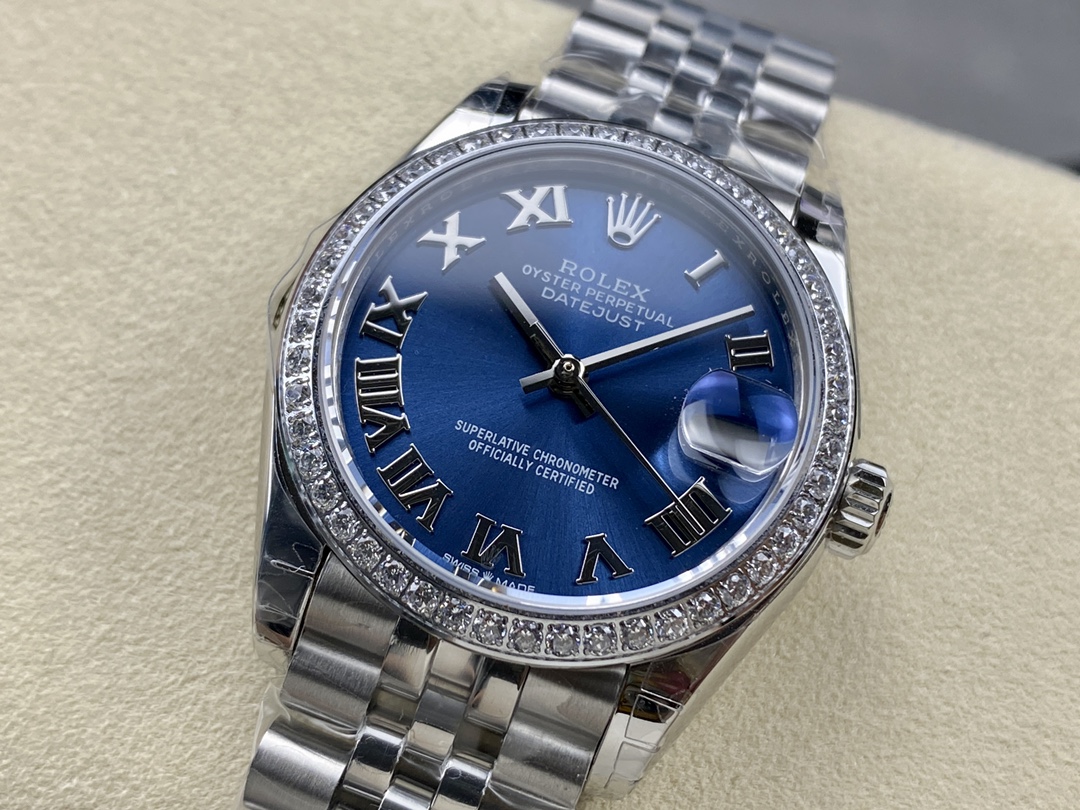 Rolex Datejust 31 Stainless Steel and White Gold Blue Roman Dial m278384rbr 0037 Women's Watch