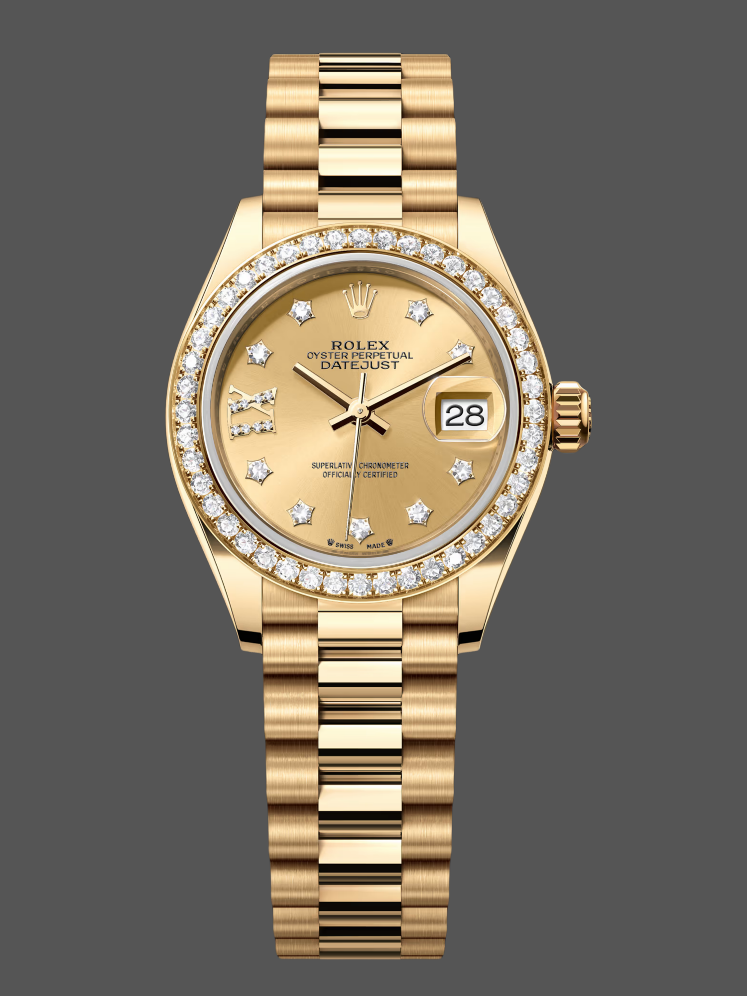 Rolex Datejust 28 Solid 18K Yellow Gold 279138RBR 0006 Women's Watch