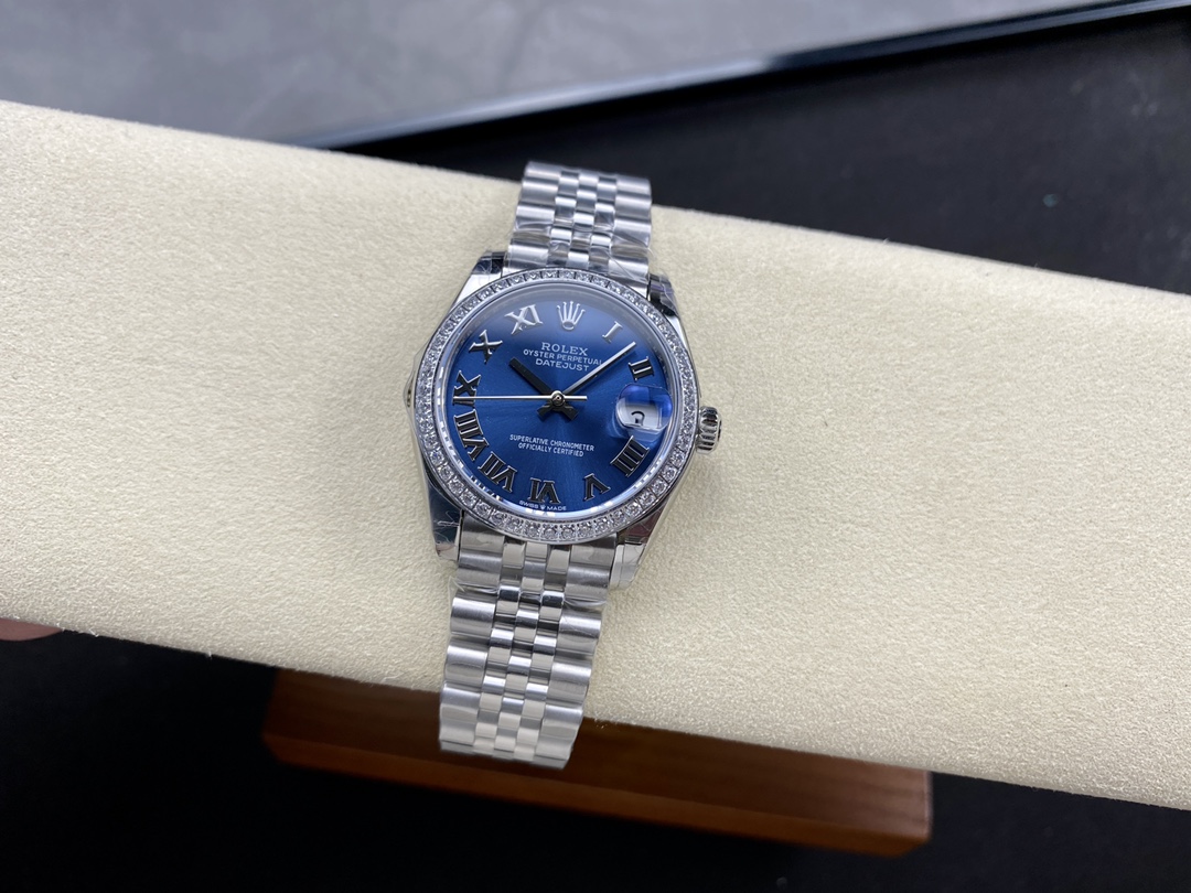 Rolex Datejust 31 Stainless Steel and White Gold Blue Roman Dial m278384rbr 0037 Women's Watch