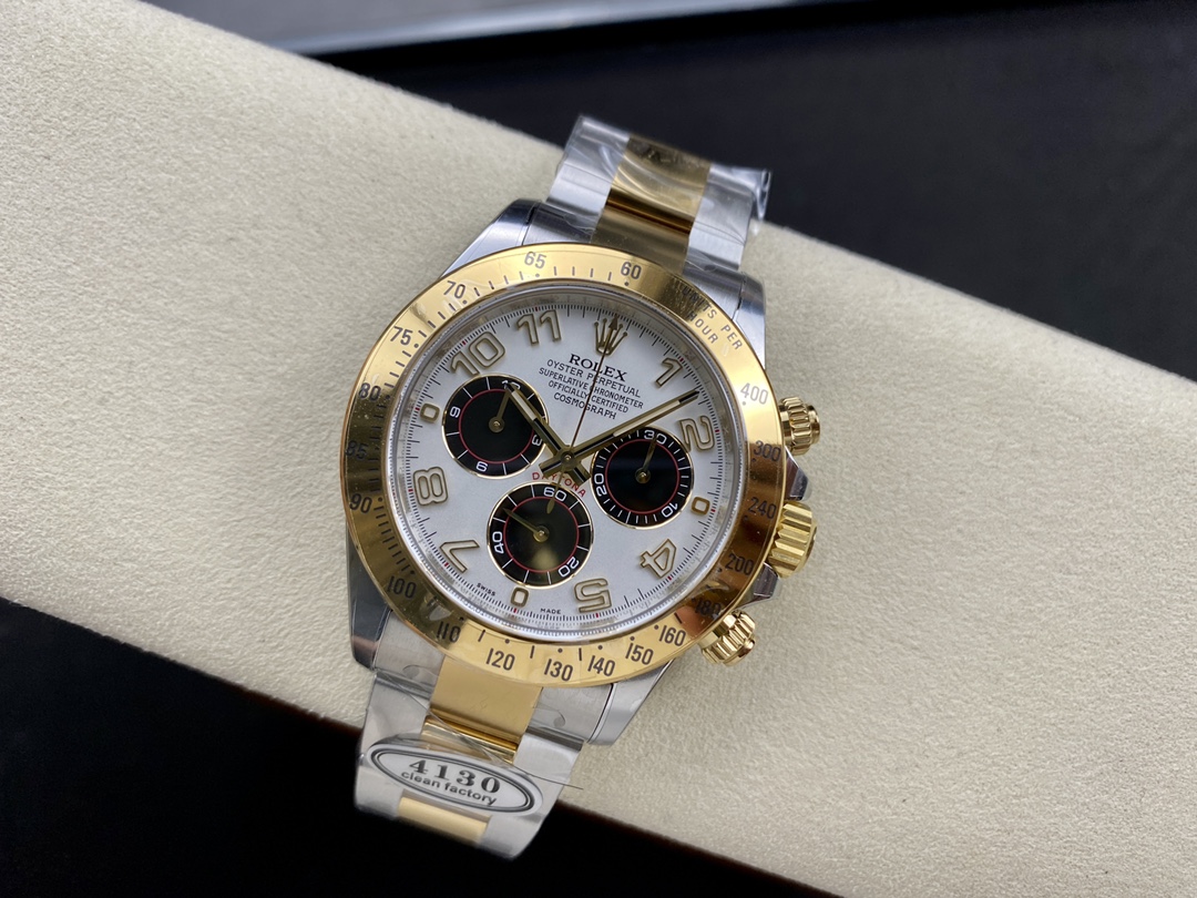 Rolex Daytona 116523 White Arabic Panda Dial 40mm Mens Replica Watch