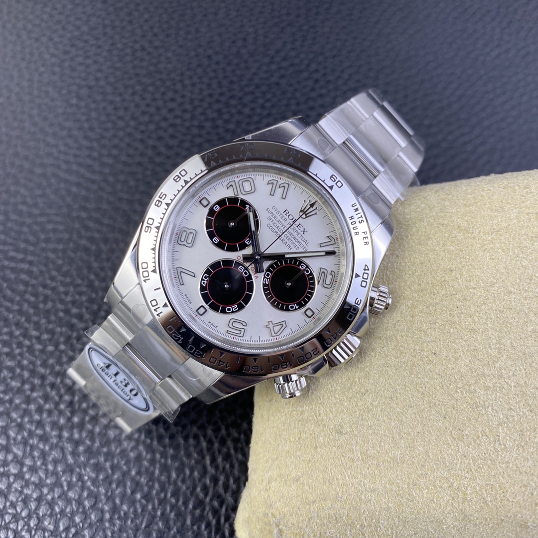Rolex Cosmograph Daytona 116509 White Arabic Dial White Gold 40MM Mens Replica Watch