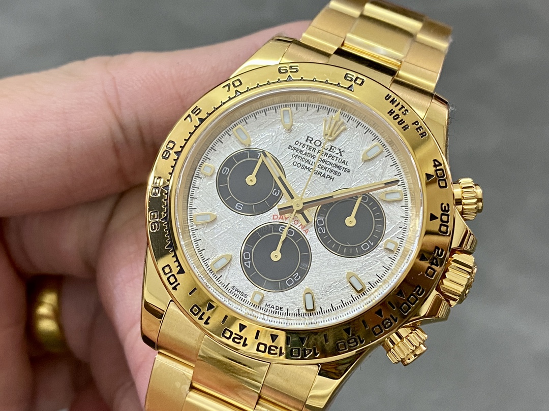 Rolex Daytona 116508 Yellow Gold Meteorite Grey Dial 40MM Mens Replica Watch
