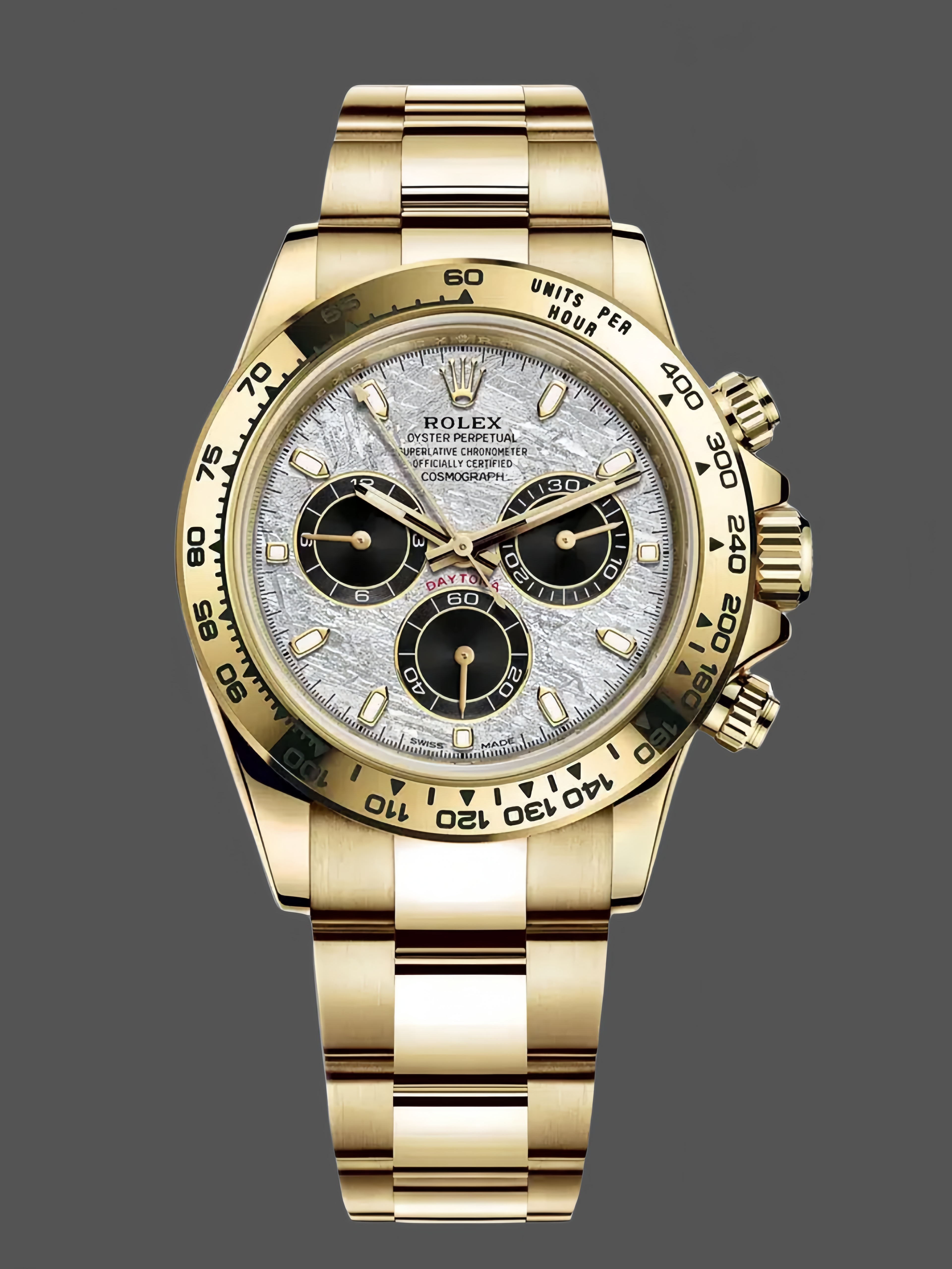 Rolex Daytona 116508 Yellow Gold Meteorite Grey Dial 40MM Mens Replica Watch